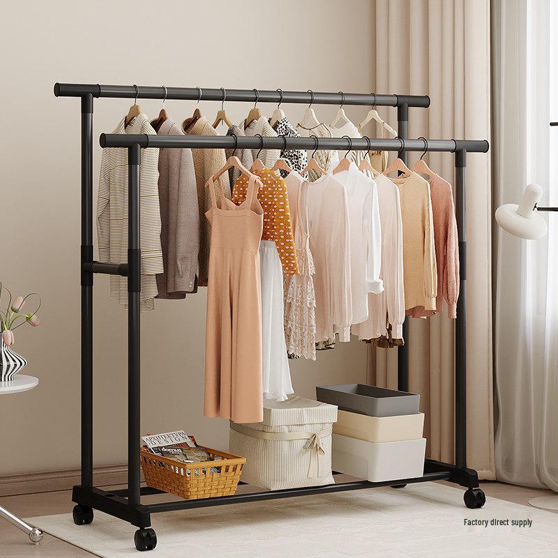 Multifunctional Floor Coat and Clothes Drying Rack for Bedroom, Balcony, or Dorm.