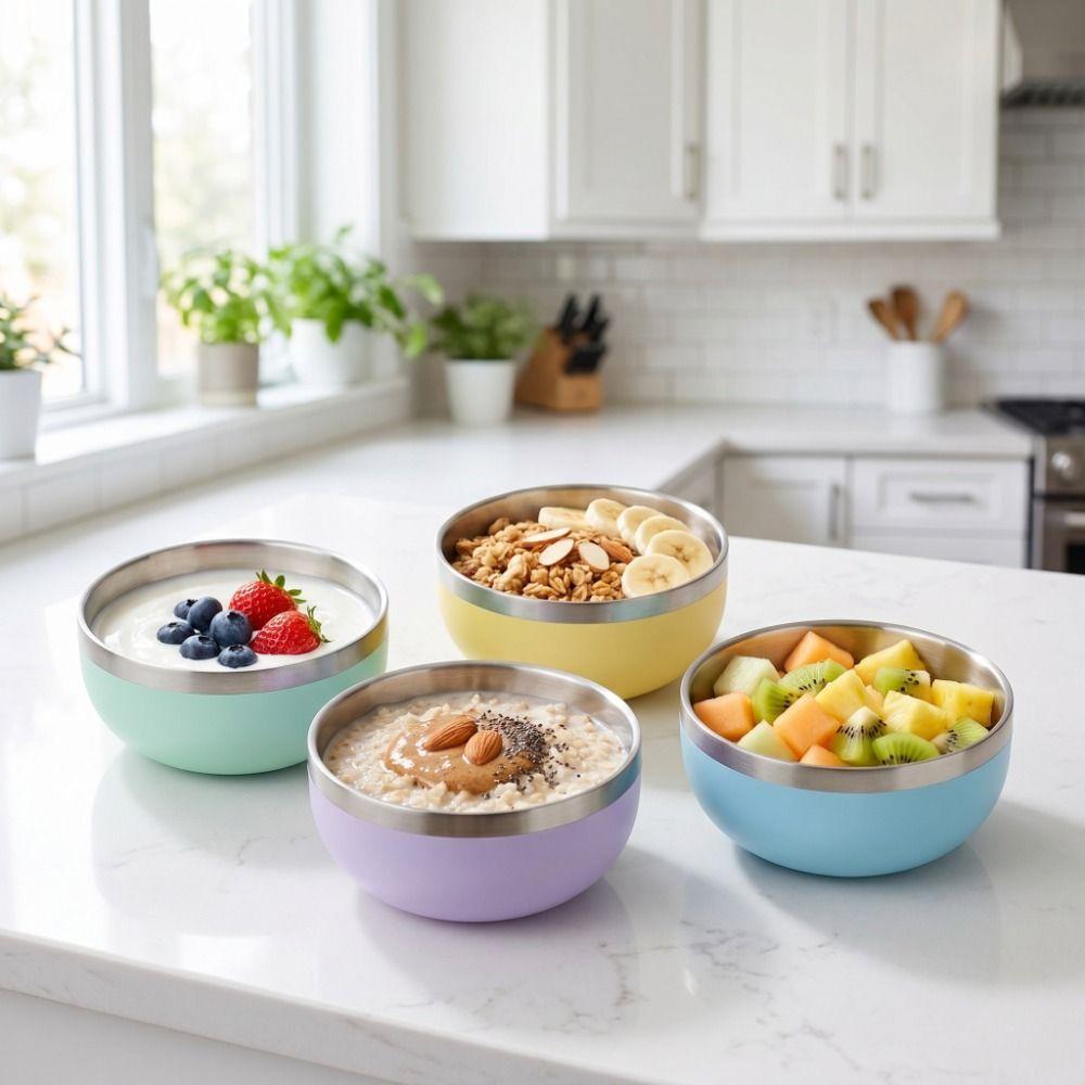 Round Bowl Fruit Salad Bowl Multi-color Food Container Modern Simple Style Soup Bowl Noodle