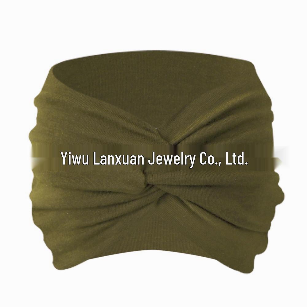 

Широкая женская спортивная повязка для йоги в европейском и американском стиле: Эластичный, Влагоотводящий, Дизайн с перекрестом, Большая повязка для волос оливковое зеленый