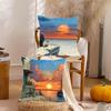 Warm Sunset Cushion Cover Silky Short Plush DoubleSided Printed Pillow Case for Sofa All Seasons Home Decor Gift