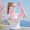 2Pcs/Set Face Guard Sun Protection Oversleeve Set, Ice Silk Cooling Fabric Arm Sleeves with Thumb Buckle Cuffs, for Outdoor Commuting Camping