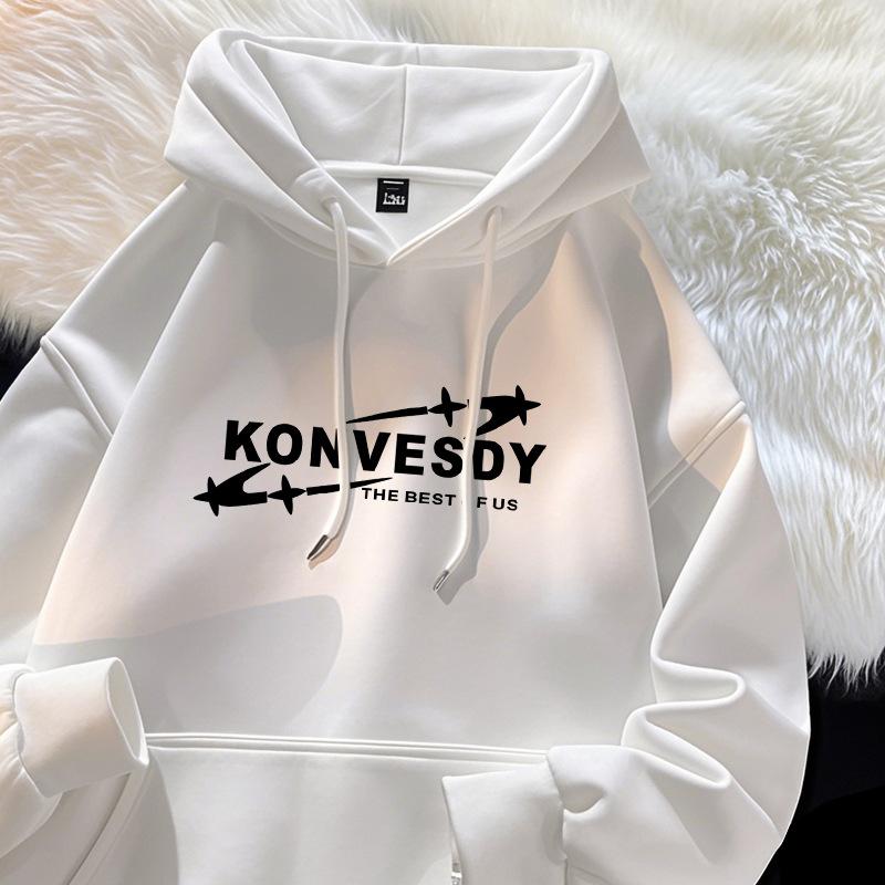 Fleece Thickened Hooded Sweater Men s Autumn and Winter American Heavy Casual Trendy Youth Loose Women s Sportswear M