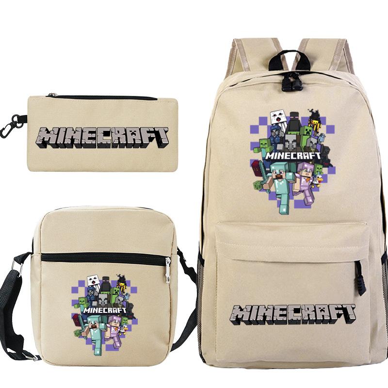 Minecraft Primary And Secondary School School Bag Children'S Backpack Backpack Shoulder Bag Pencil Case Three-Piece Set