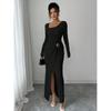 Long Sleeve Plus Size Knitted Vintage New In Dresses for Women Casual  Spring Autumn Pencil Dress