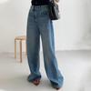 Europäische & Amerikanische Damen High Waist Wide Leg Jeans: Schlankmachend, Gerades Bein, Bodenlang, Vielseitige Freizeit-Hose.