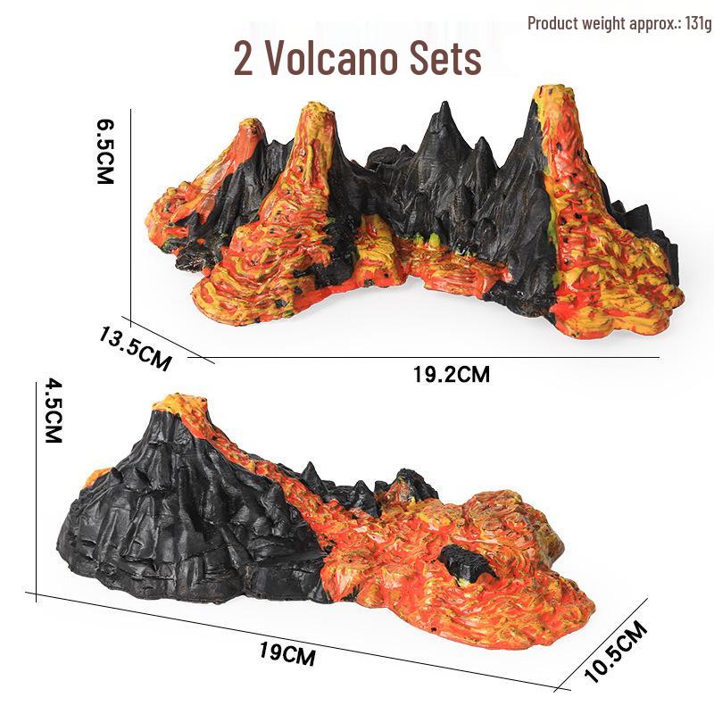 Kids' Volcano Model with Dinosaurs & Animal Scene – Sandbox, Fish Tank, or Desk Decoration