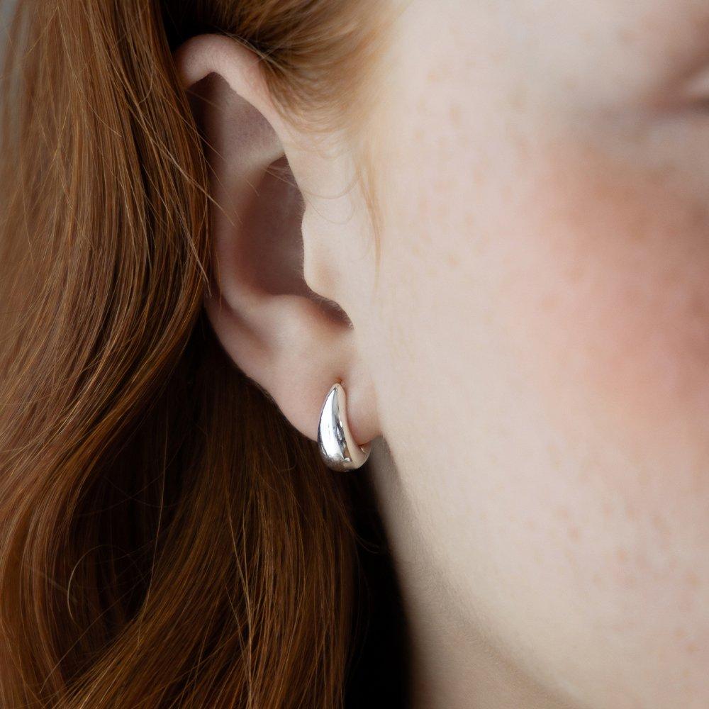 

(Silver 925) Volume Drop Hoop Earrings Ec3225 Original Rhodium