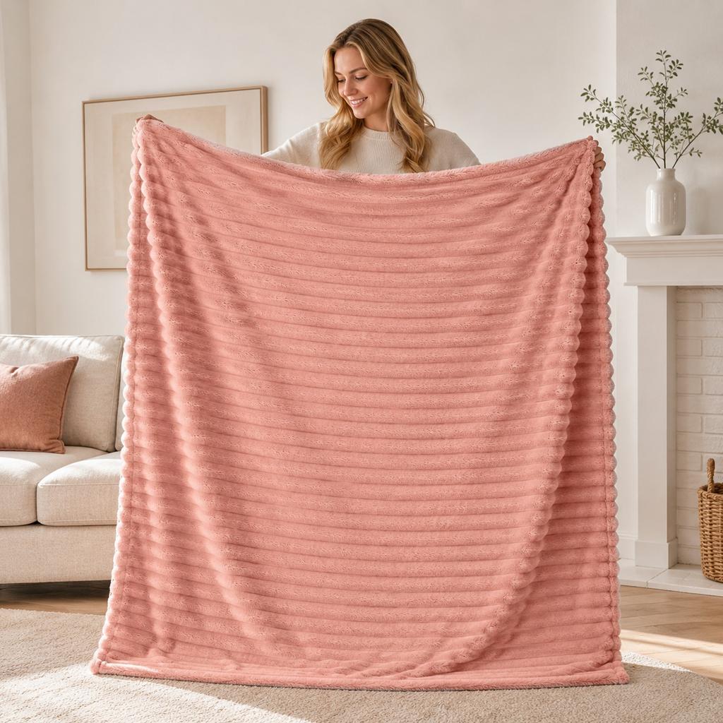 Extra Thick Flannel Blanket for Bed and Sofa, Soft Cozy Warm Throw