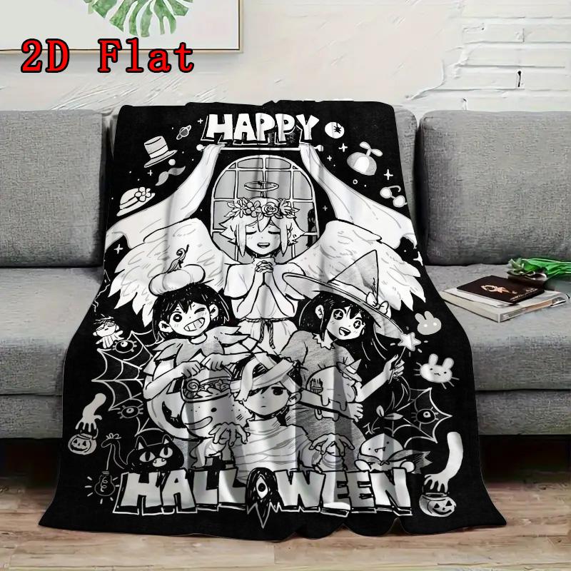 Omori Halloween 2D Flat Pattern Flannel Blanket High quality All Seasons Warmth and Comfort Perfect for Christmas Gifts.PMT0914174