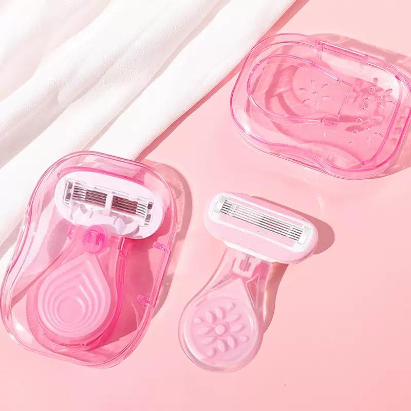 

Portable Women Razor for Travel Face Leg Bikini Body Hair Shaving With Protective Net Blade Lady Manual Shaver Set razor blades