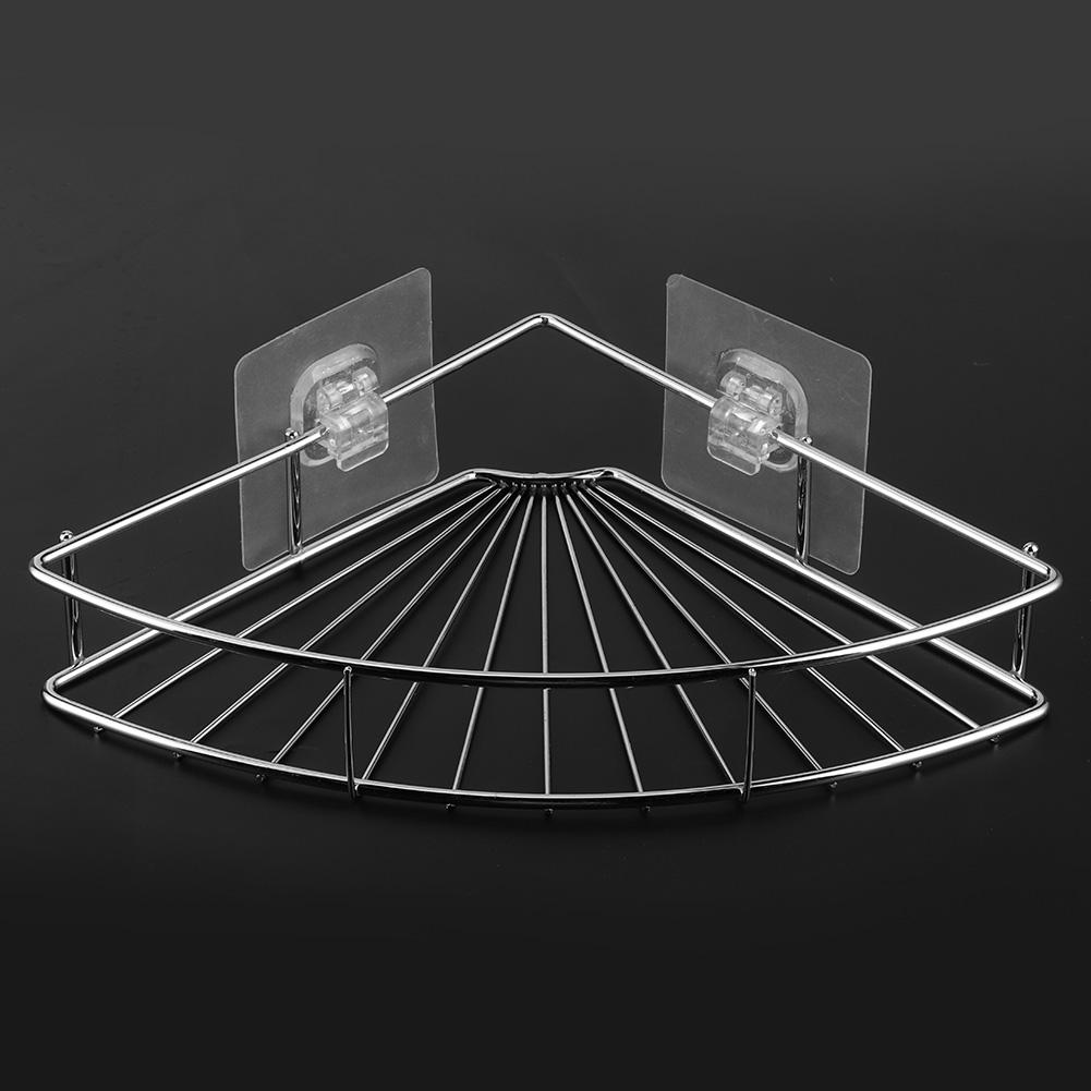 Punch Free Stainless Steel Triangular Storage Shelf Corner Bathroom Shelf Rack Organizer with Adhesive