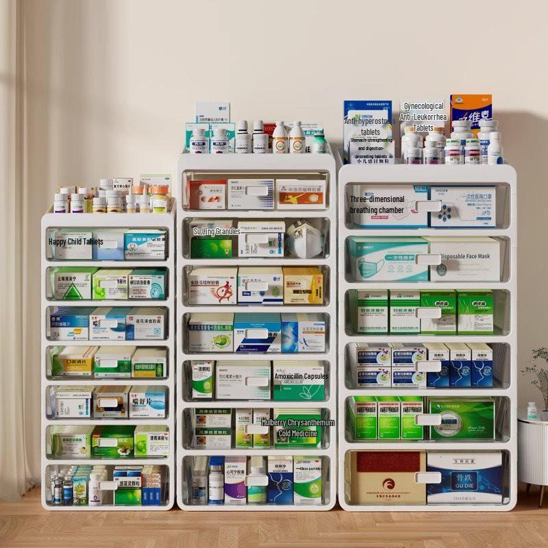 Large Capacity Family Medicine Storage Organizer Drawer Type Cabinet