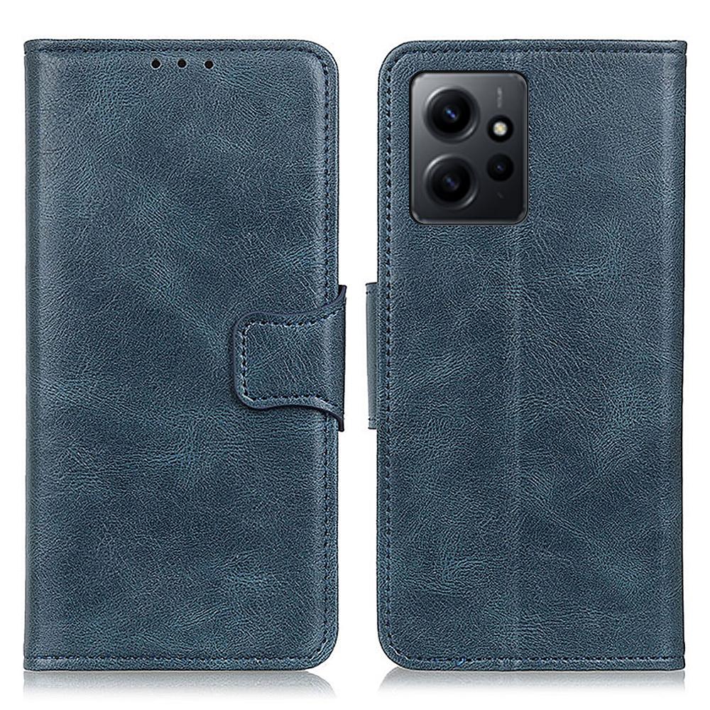 

For Xiaomi Redmi Note 12 4G Crazy Horse Texture Phone Leather Case Anti-drop Stand Wallet Cover Blue