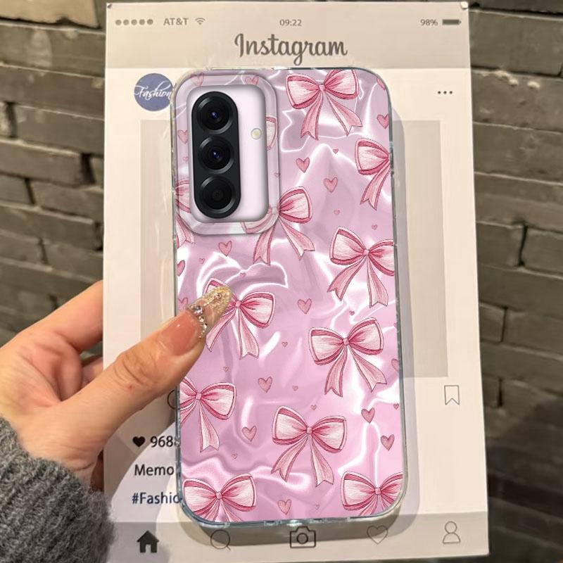 Pink Bow Love Heart Girls Phone Case For Samsung Galaxy A56 A16 A26 A36 A06 A55 A35 A25 A15 A12 A32 A54 S24 S25 S22 S23 FE Cover