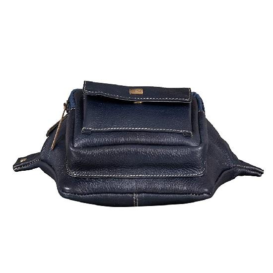 NOORA BLUE LEATHER Stylish Waist Bag Elegant Style Travel Pouch Passport Holder with Adjustable Strap