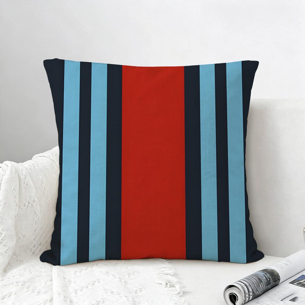 Motorsport Martini Racing Cushion Cover Natural Linen Pillowcase Set AllinOne Decor for Sofa Bedroom Chair