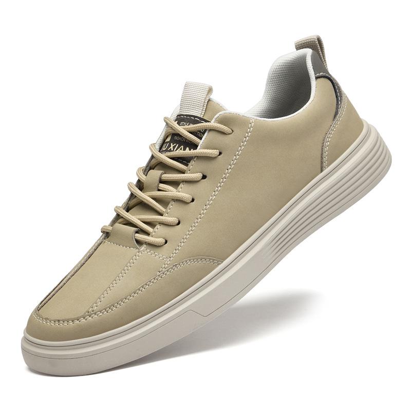 Men s Round Toe Genuine Leather Retro Lace-up Casual Shoes - Large Sizes Available 40 песочный