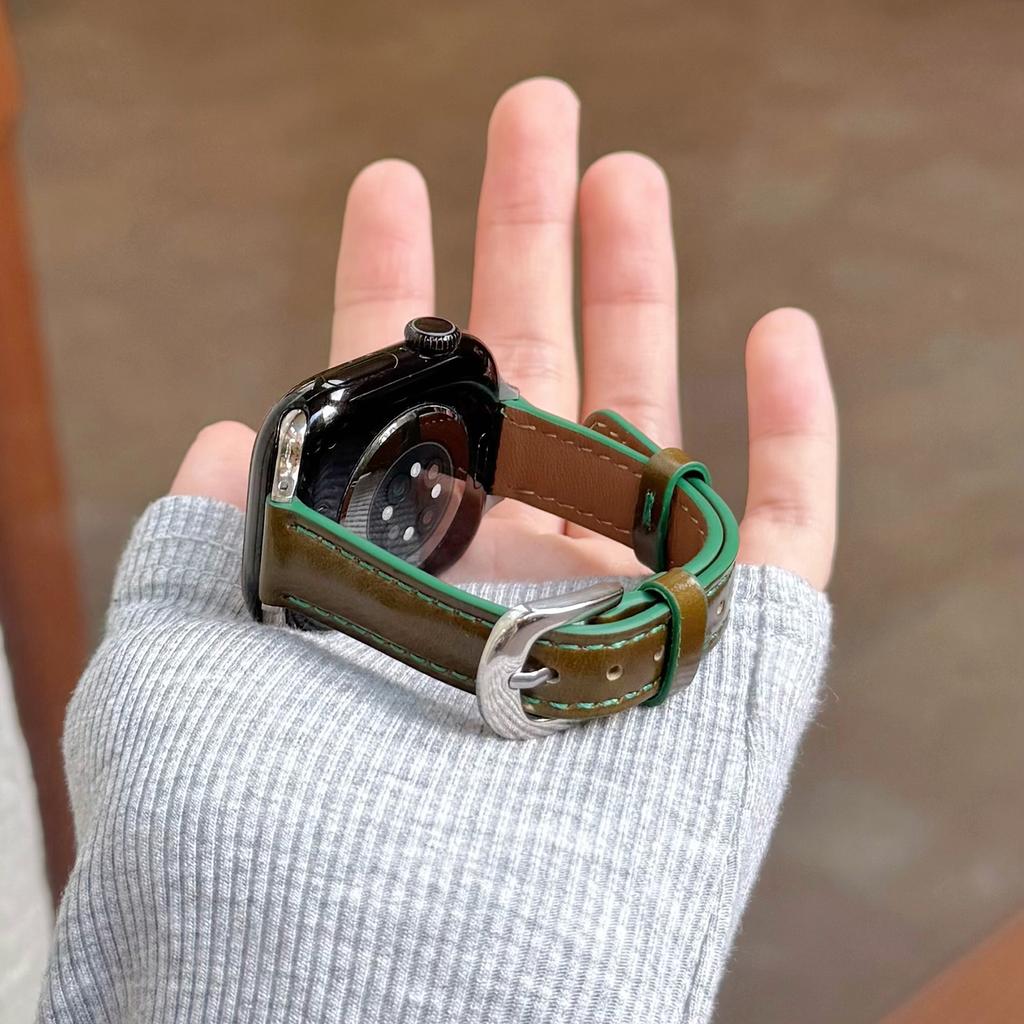 Hochwertiges geöltes Lederarmband für Apple Watch 49 46 45 44 42 41 40mm Mädchen Geschenk für IWatch Vollständige Serienmodelle S11 S10 S9 S8 S7