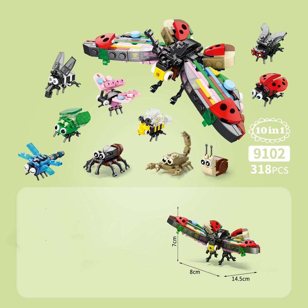10ni1 Insect Animals Figures Mini Scorpion Butterfly Dragonfly Building Blocks Toy 3D Constructor Bricks For Kids Boys Gift Toy