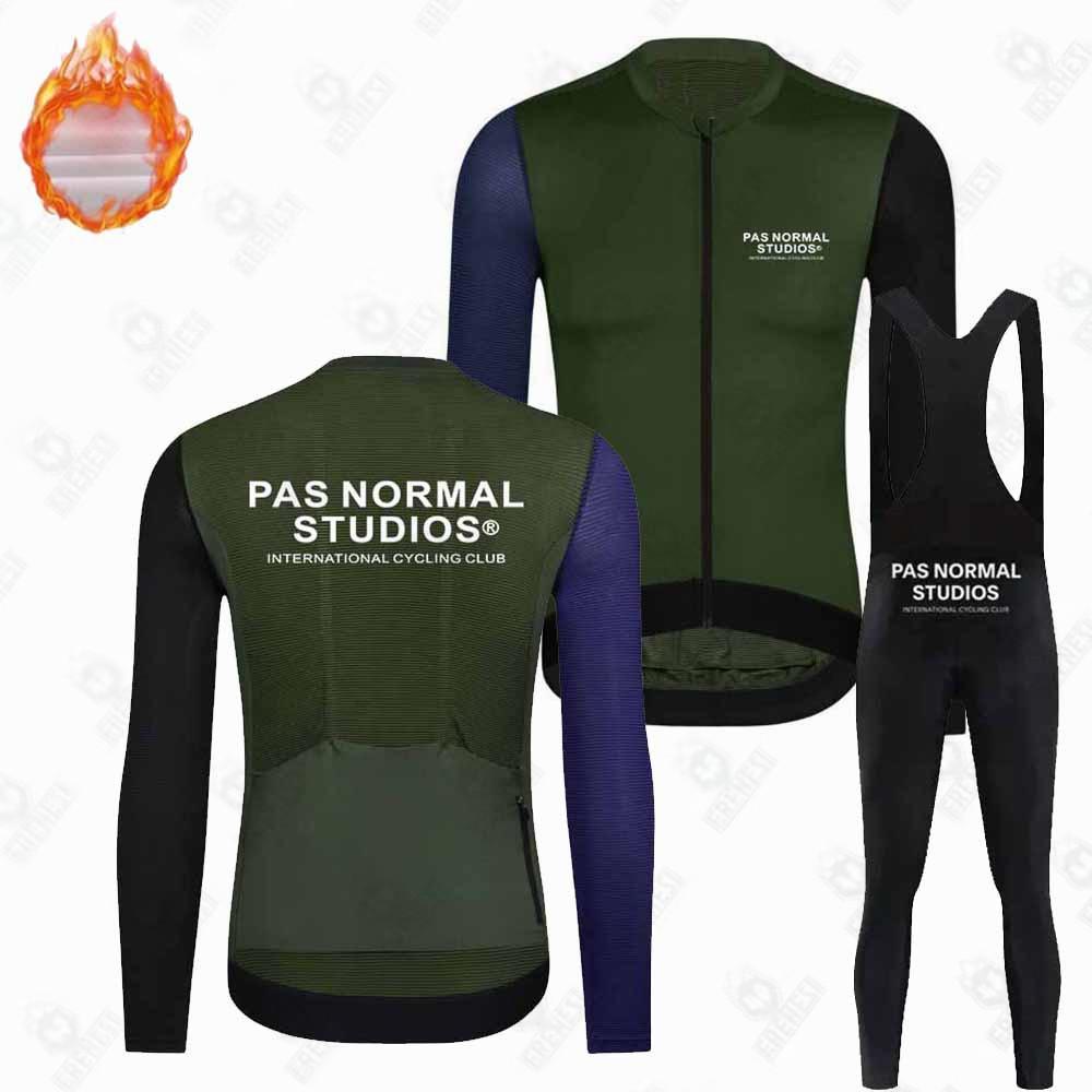 New PNS Fleece Suit Winter Cycling Suit Long Sleeve Strap Pants Road Bike Mountain Bike Outdoor