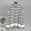 High Neck Striped Jumper for Women Autumn Winter High Neck Pullover Knitwear Versatile Loose Fit Jumper Luxurious Relaxed-fit Slimming Versatile Top