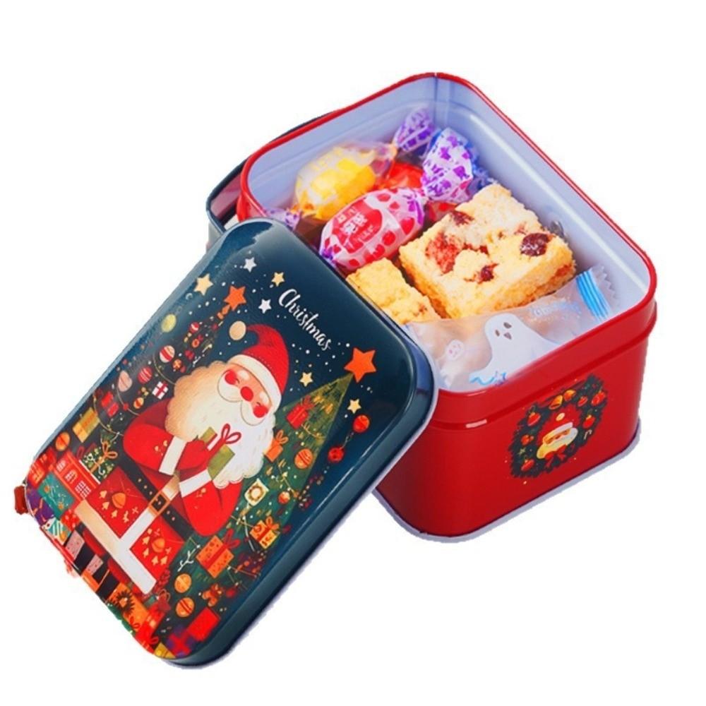 Exquisite Cartoon Christmas Gift Box Tinplate Christmas Decoration Christmas Candy Box Party Supplies Portable Xmas Ornaments