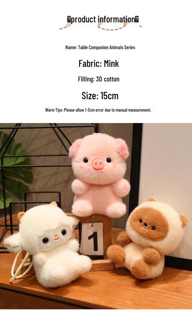 Siamese Cat, Penguin, Chicken, Sheep & Pig Plush Doll Desk Companions