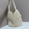 Forest-Inspired Tassel Woven Tote: Wooden Beads, Cotton Thread, Multi-Color Options, Customizable for Beach Vacations