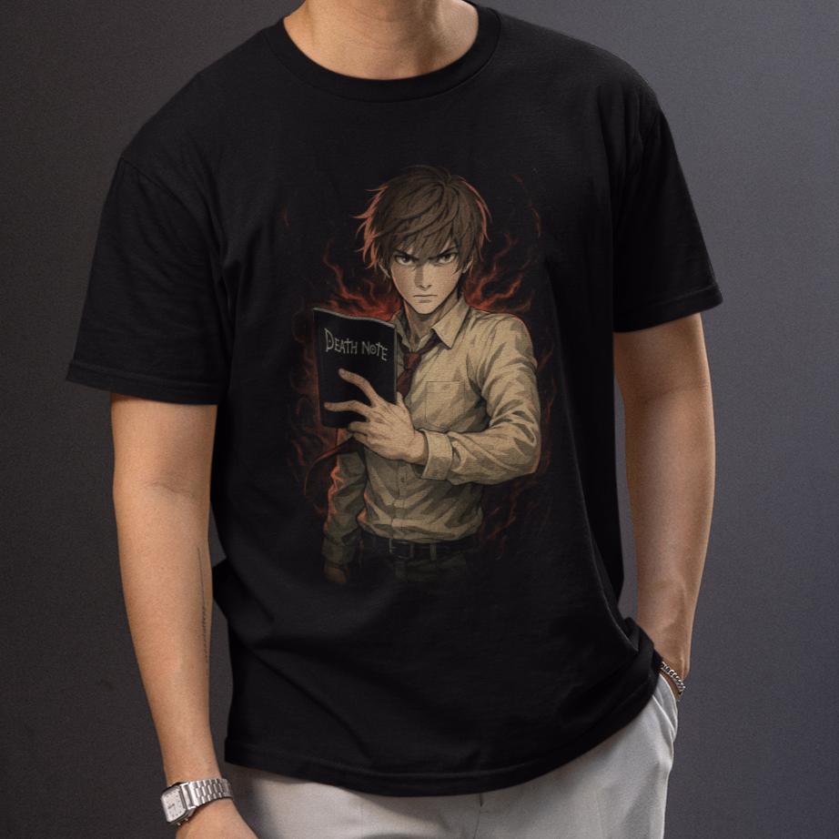 Camiseta anime Death Note Light Yagami manga color negro regalo S