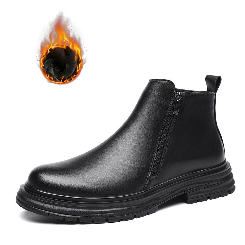 

Модные мужские повседневные ботинки челси, черные стильные туфли на платформе, деловые, офисные, ковбойские, ботильоны, натуральная кожа, короткие, botas hombre 9.5