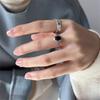 Oval black agate ring, old fashion ring, personalized Korean version ins niche design sense index finger ring