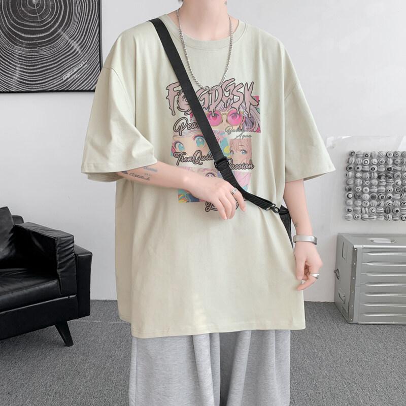 Unisexs Cotton Tshirts White 5XL Unisexs Oversized T Shirt Summer Casual Wear Letter Anime Print Tee Shirts for Unisex Male Clothes