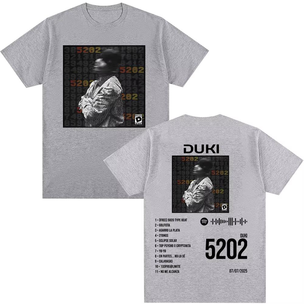 Rapper Duki Duki 5202 MIXTAPE 2026 Album Merch T Shirts Unisexs Women Hip Hop Vintage Tshirts Cotton Casual Short Sleeve Tshirts