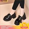 High-heeled platform loafers 2025 spring and autumn new small height-increasing single shoes British style one-pedal small leather shoes women