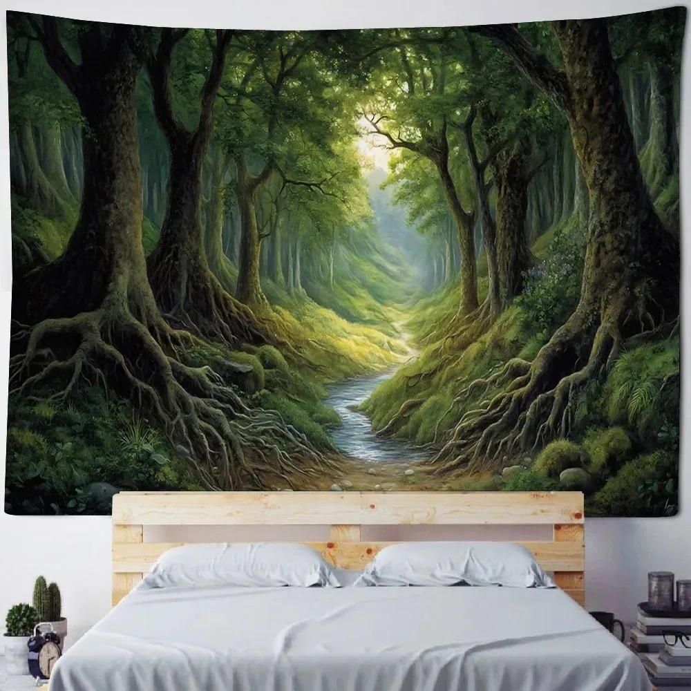 Waterfall Canyon Nature Tapestry  Serene Landscape Polyester Wall Hanging for Bedroom Living Room Yoga Decor