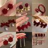 New Fashionable Flocked Earrings, Silver Needle Bow Earrings, High-end Feeling, Niche Red Earrings