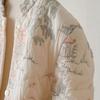 Autumn/winter Women Floral Embroidery Single Breasted Vintage Parker Casual Loose O-neck Long Sleeves Coats