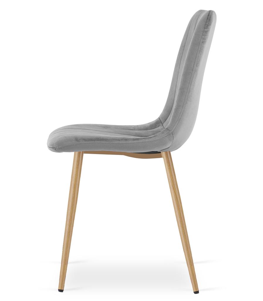 LAVA chair - light gray velvet / wood color legs x 2