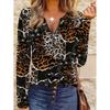 Painted Leopard Print Splicing Elements Printed Pattern Code Women's Garden Collar Zipper Long Sleeves