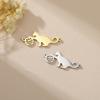Teamer 3pcs/lot Cute Moon Cat DIY Pendant for Bracelets Gold Color Stainless Steel Kitten Animal Charms for Jewelry Making