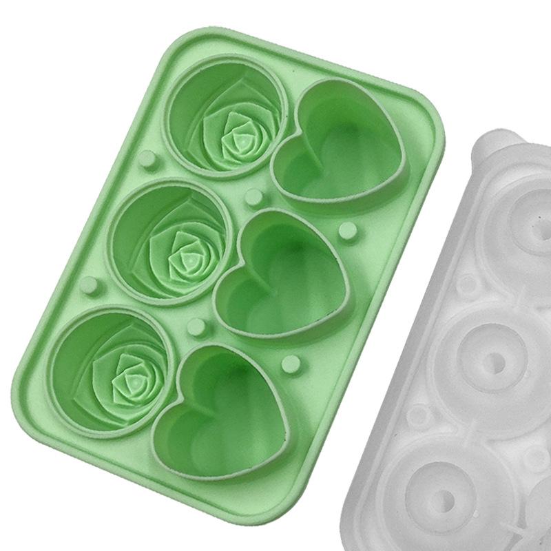 Food-Grade Silicone Rose Heart Ice Cube Mold for Whiskey
