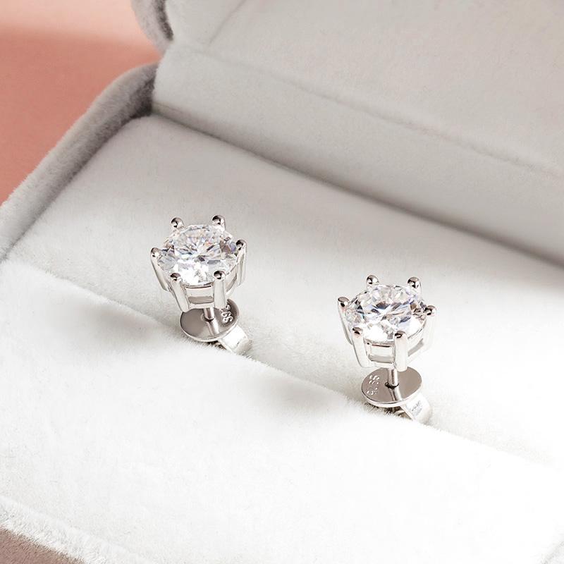 Smyoue 0.1-3CT Certified Moissanite Stud Earring for Women Classic Sparkling Lab Diamond  Silver 925 Jewelry 6-Claws