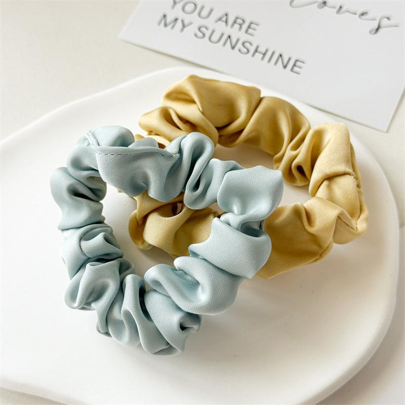 Shimmering Surface Solid Color Hair Ties Lustrous Fine Pleats High Density Elasticity Sophisticated Evening Wear Accessories