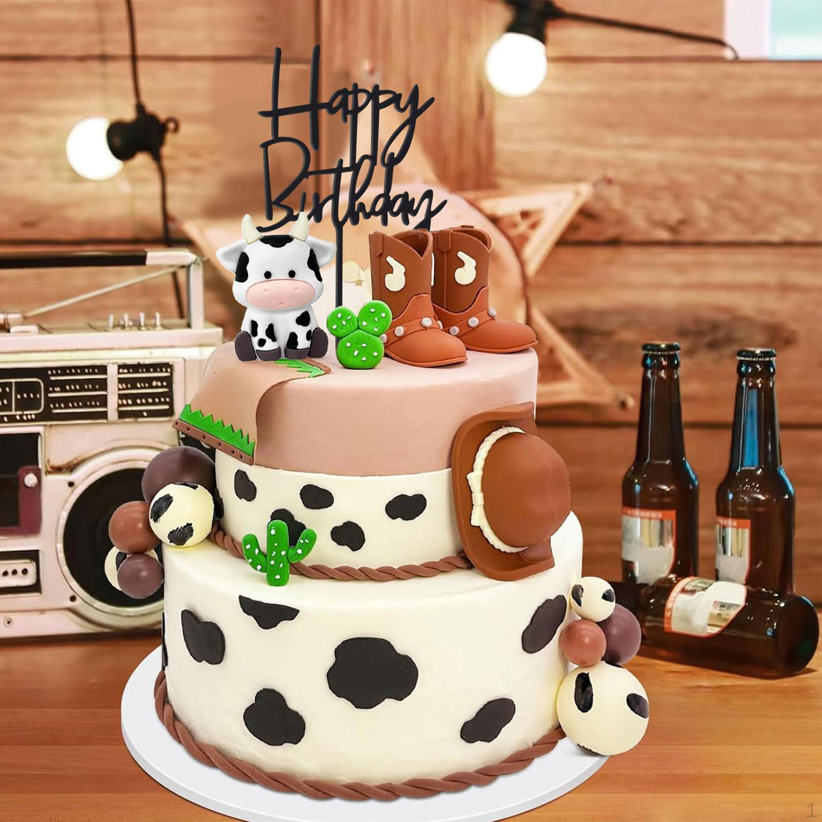 

Cake Toppers Ornaments Accessory Baking Decoration,Cowboy Decorations,with Cowboy Hat Boots for рожевий