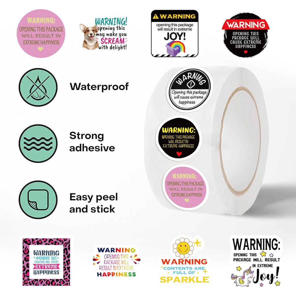 500 sztuk/rolka Naklejka w rolce Taśma Najlepiej sprzedająca się Kreskówkowa naklejka ostrzegawcza Materiał do konta ręcznego Dekoracyjna naklejka do uszczelniania kopert