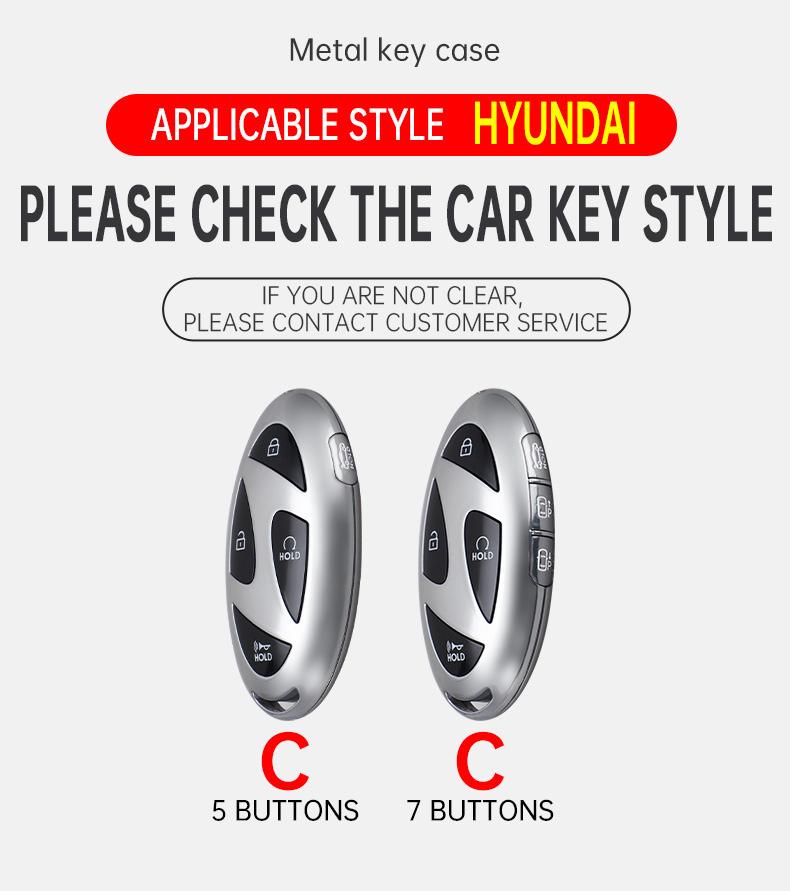 Interior Mouldings Alloy Leather Car Key Case Key Cover For Hyundai IONIQ 6 New Grand Prix GN7 For New Kona SX2 Car Protector Ke