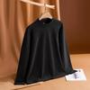 Women's Korean Style Double-Sided Velvet Long-Sleeve Turtleneck Top - Solid Color