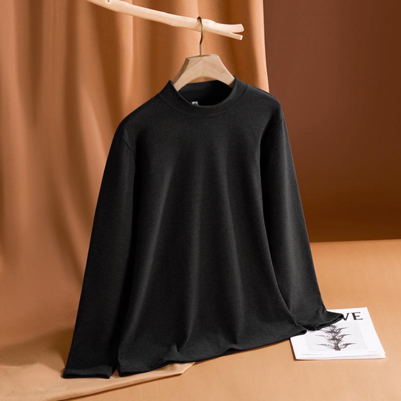 Women's Korean Style Double-Sided Velvet Long-Sleeve Turtleneck Top - Solid Color