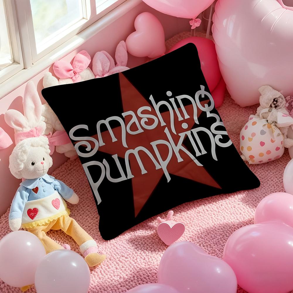 Band The S-Smashing P-Pumpkins Cushion Cover Pattern Printed Pillowcase for Living Room Sofa Cushion Cover & Bedroom Decor