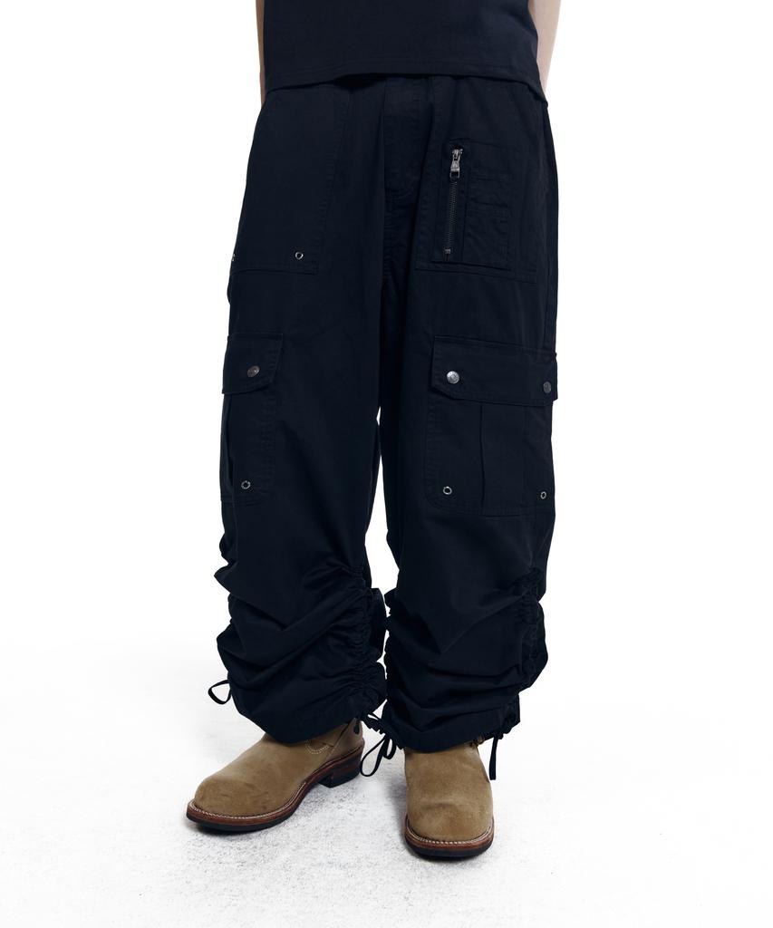 AAKAM Shirring Utility Cargo Pants (Black)